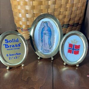 Brass Oval Photo Frames Set all 3 lot